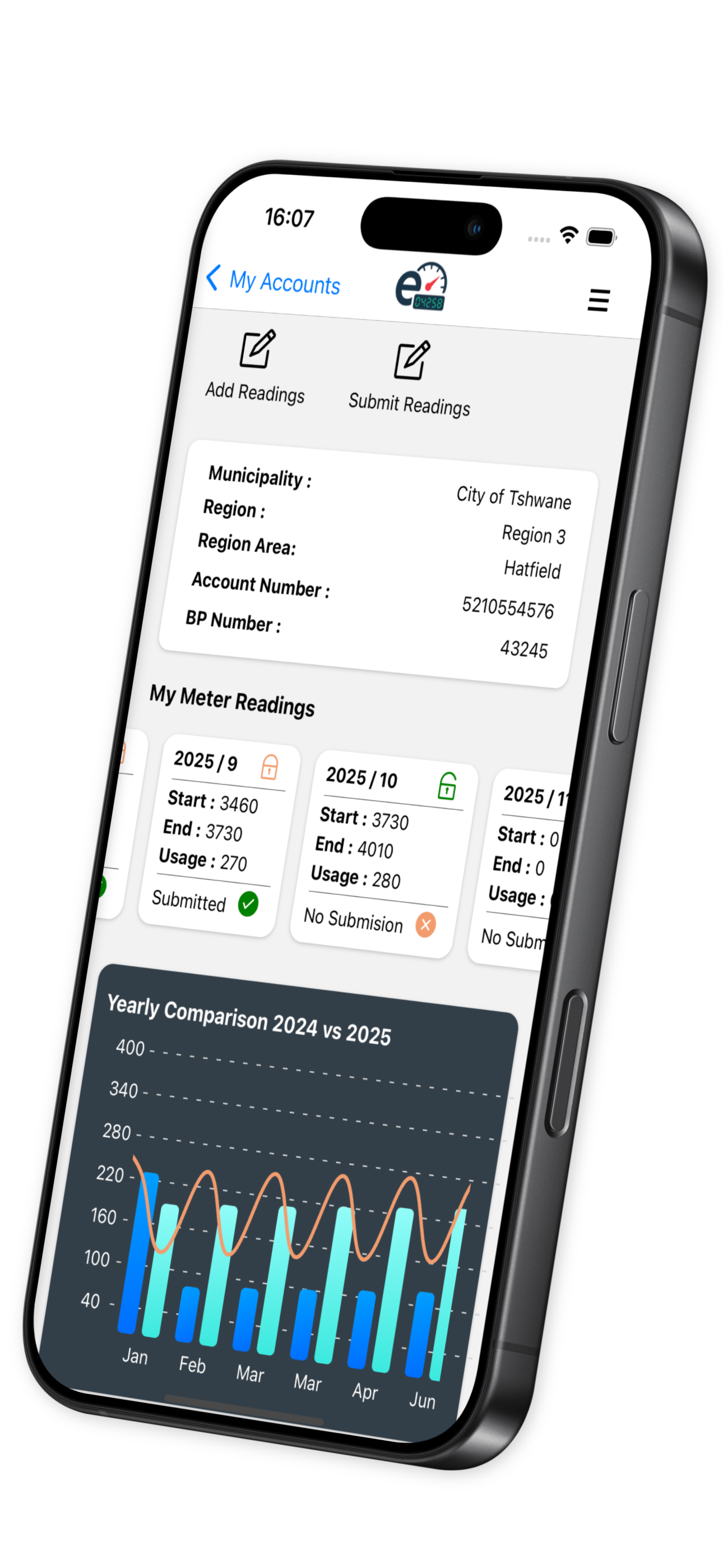 eMeter Reader mobile app preview